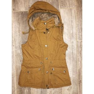 Dark Mustard Faux Fur line Utility Vest